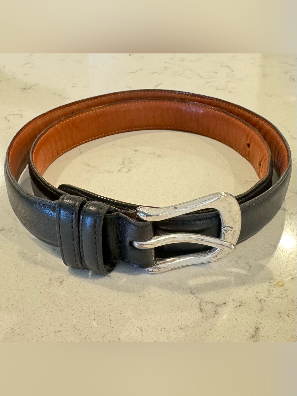 Vintage Coach 5900 Black Leather Belt with Silver tone Buckle Made in U.S.A.